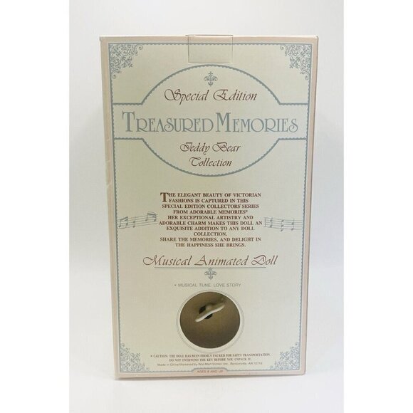 NOS Musical Victorian Teddy Bear Doll Plush Toy Animated Wind Up Love Story - Picture 3 of 16